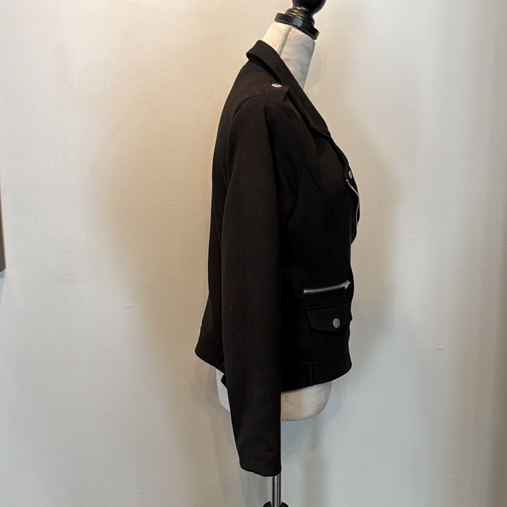 White Birch black faux suede moto jacket EUC M - Picture 5 of 11